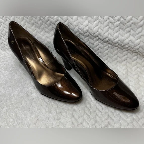 Etienne Aigner Haven Metallic Bronze Patent Heels Size 9M - Picture 1 of 14